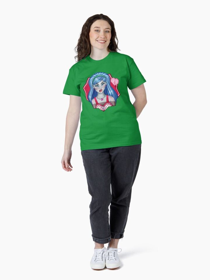 Monster Inspired Men’s T-Shirt – Cartoon Girl with Heart Graphic Casual Tee