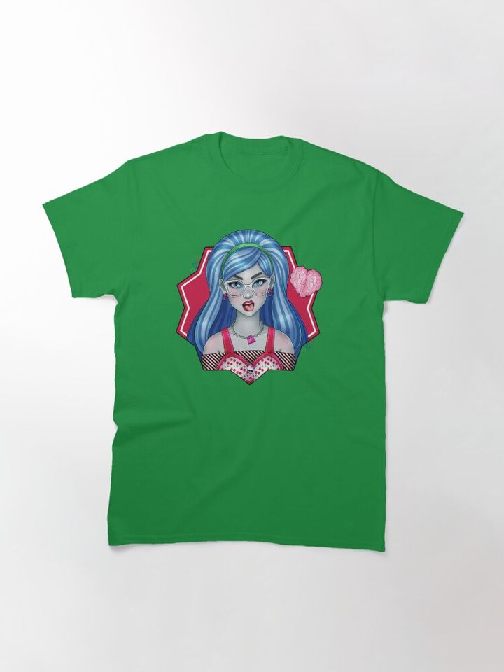 Monster Inspired Men’s T-Shirt – Cartoon Girl with Heart Graphic Casual Tee