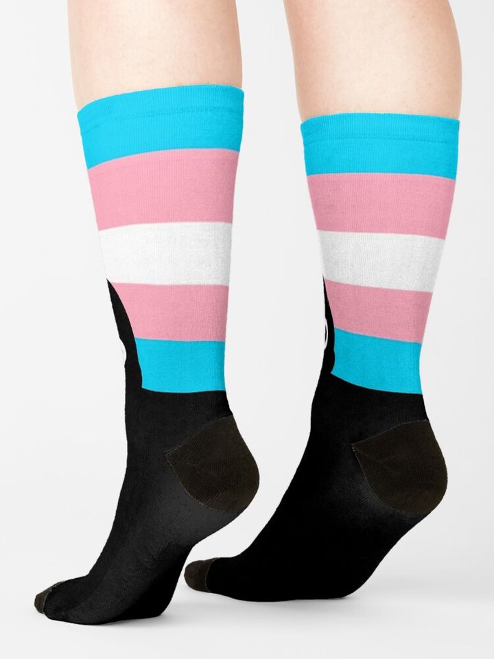 black cat and trans flag Socks