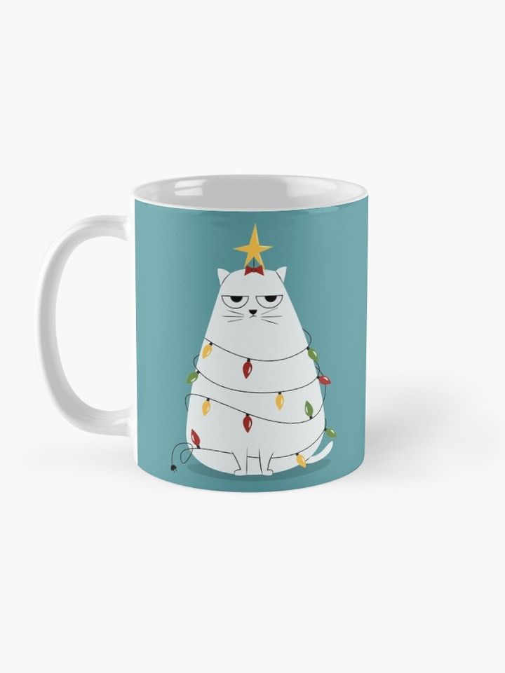 Grumpy Christmas Cat Coffee Mug