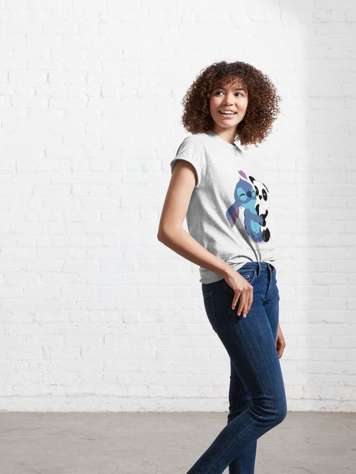 Stitch & Panda Classic T-Shirt, Disney Lilo Stitch Shirt