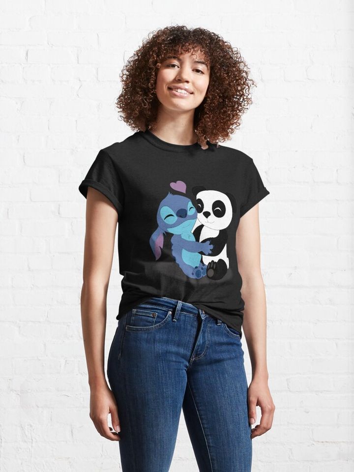 Stitch & Panda Classic T-Shirt, Disney Lilo Stitch Shirt
