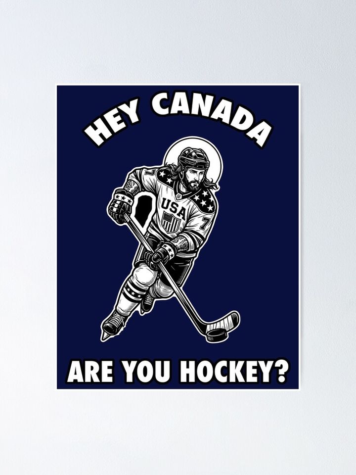 USA Hockey Jesus Olympic Victory Meme Poster