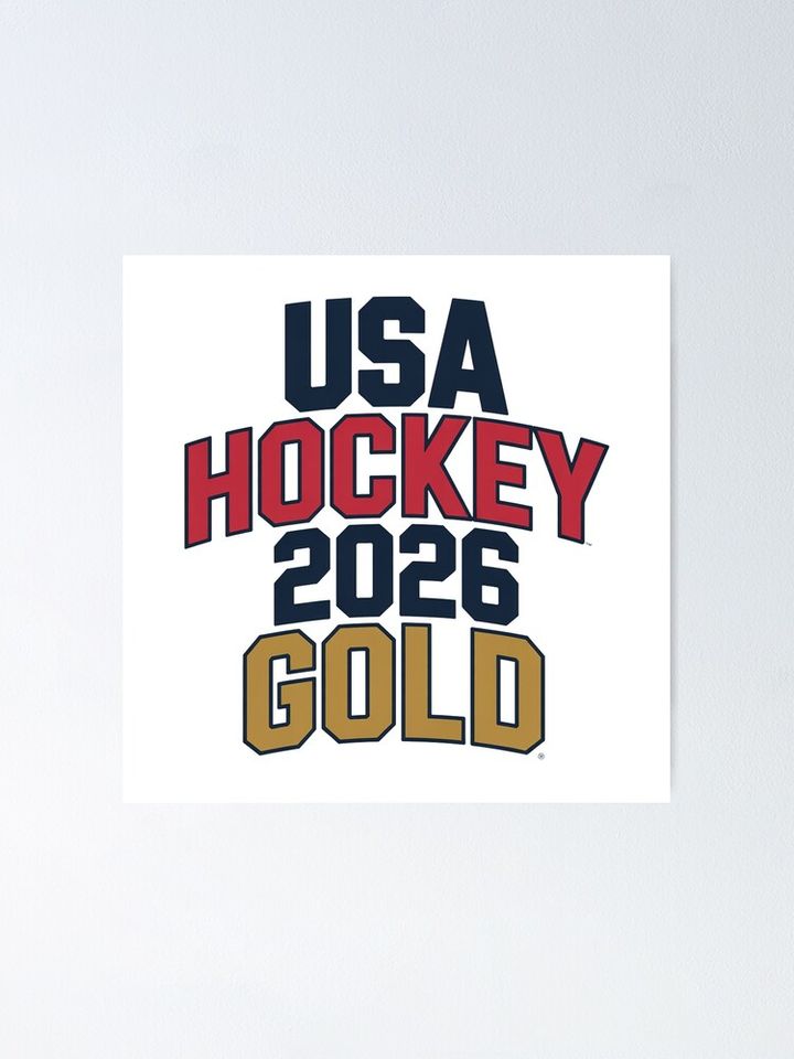 USA Hockey Gold Poster - Premium Matte Vertical Poster