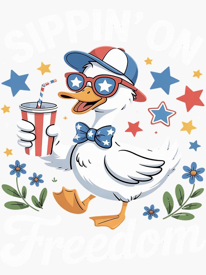 Funny 4th of July Goose Independence Day Firequacker Sticker