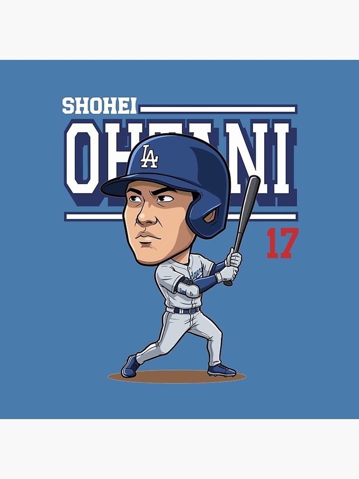 Shohei Ohtani LA Dodgers Chibi Baseball Illustration Pillow