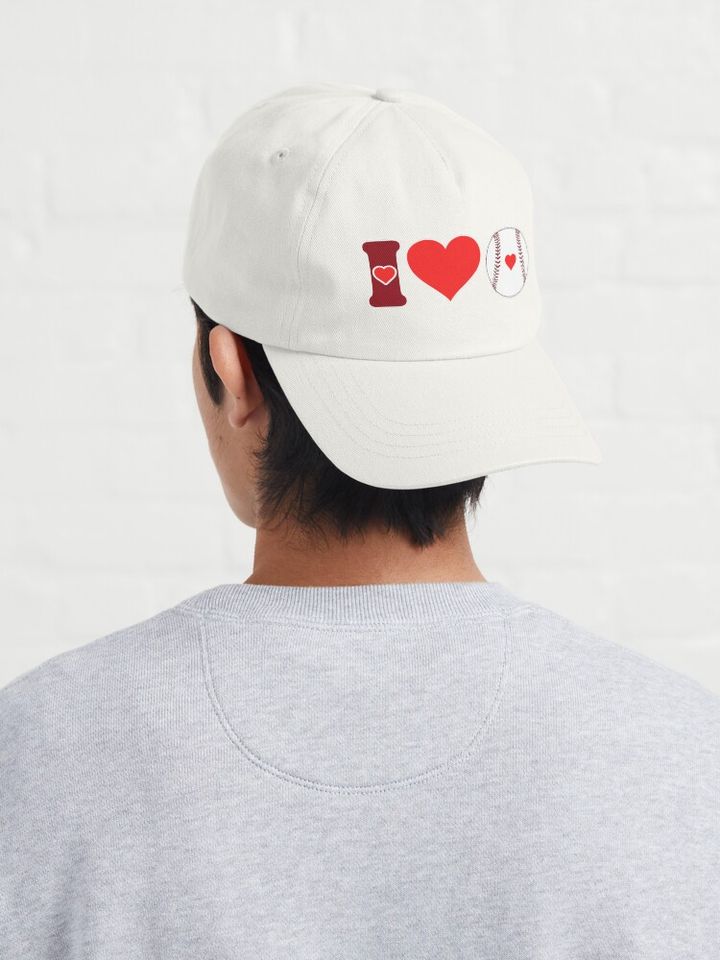 I love baseball ball heart Cap
