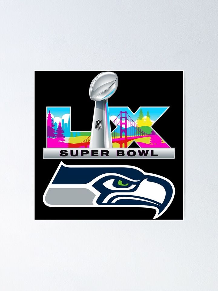 Super Bowl LX 2026 Seahawks Vertical Poster