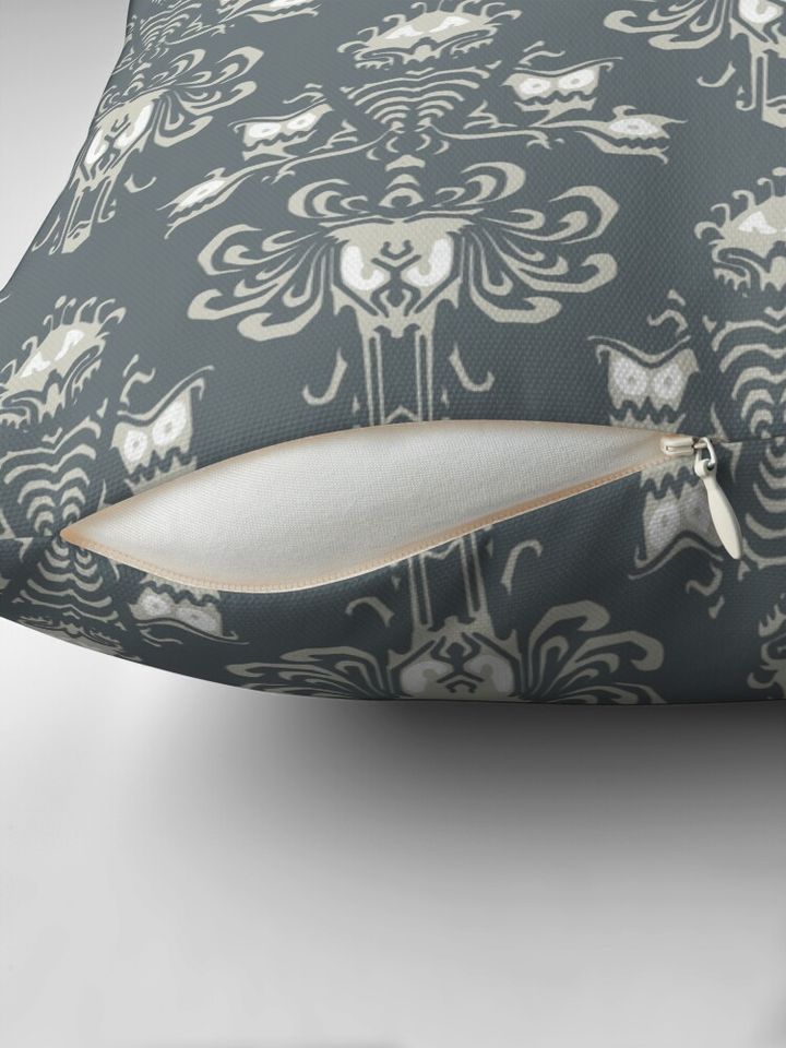Neutral Haunted Mansion Pattern Pillow