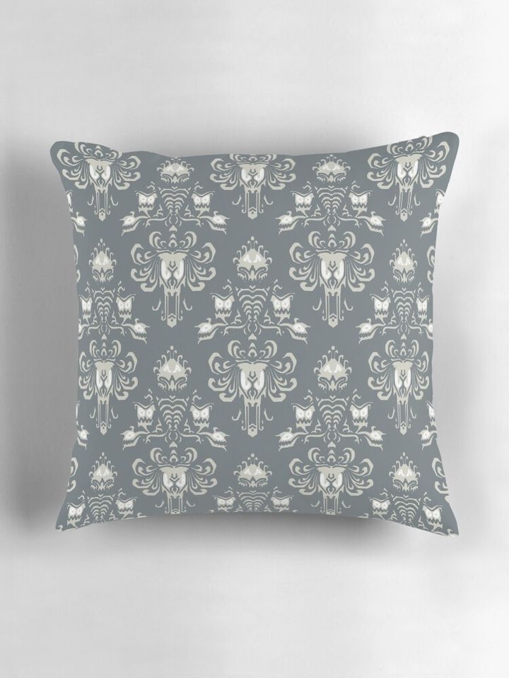 Neutral Haunted Mansion Pattern Pillow