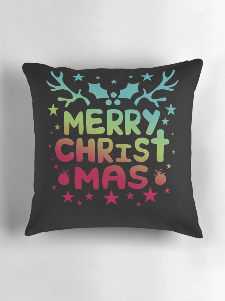 Merry Christmas With Cross Religious Christian Pillow