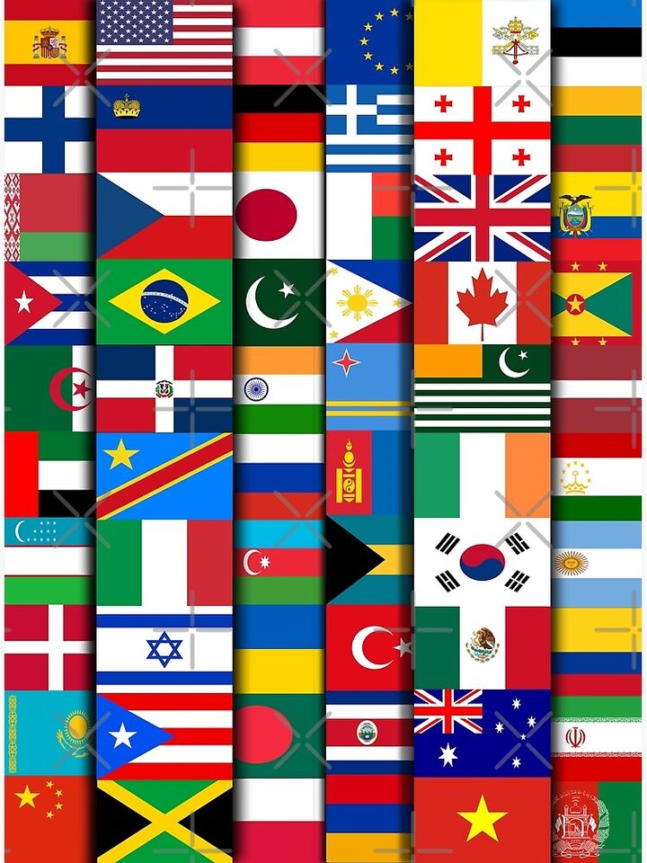 60 Flags of the Countries of the World, International Gift Premium Matte Vertical Poster