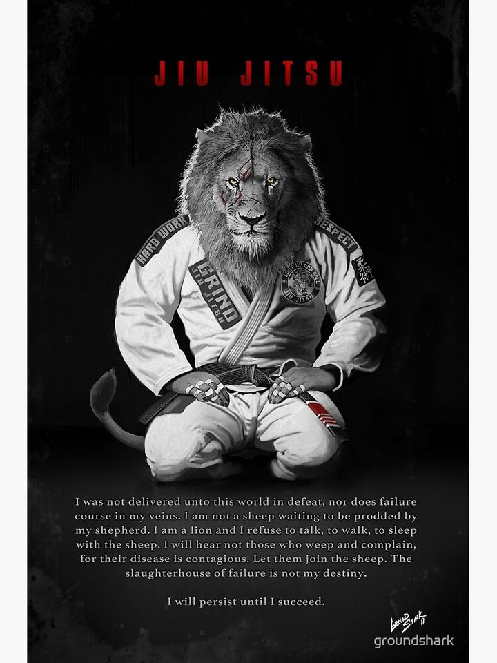 Kneeling Jiu-Jitsu Lion Canvas