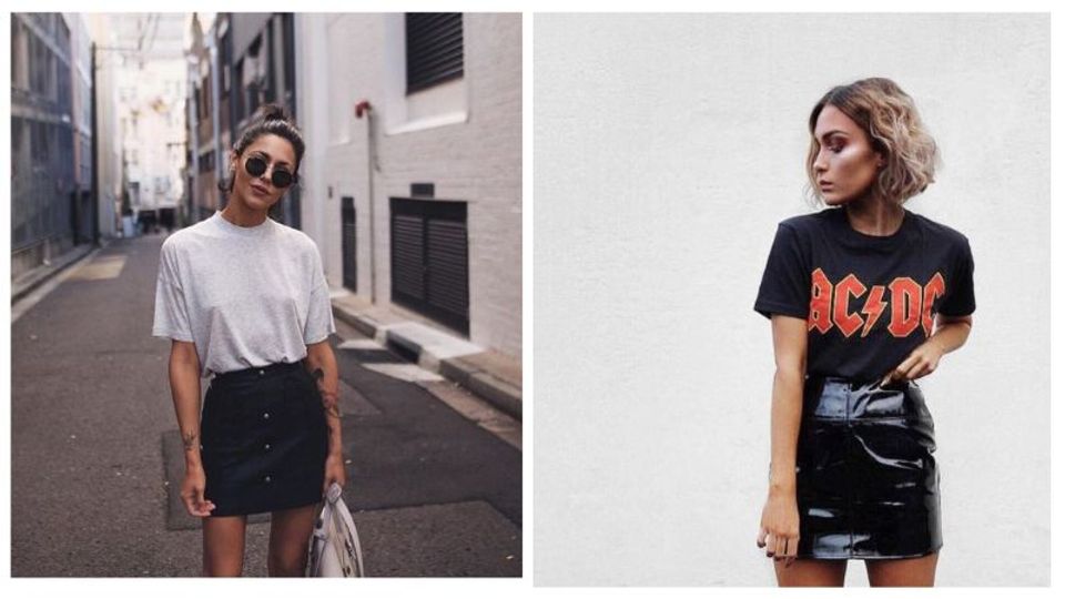 Mini skirts with a graphic tee for office