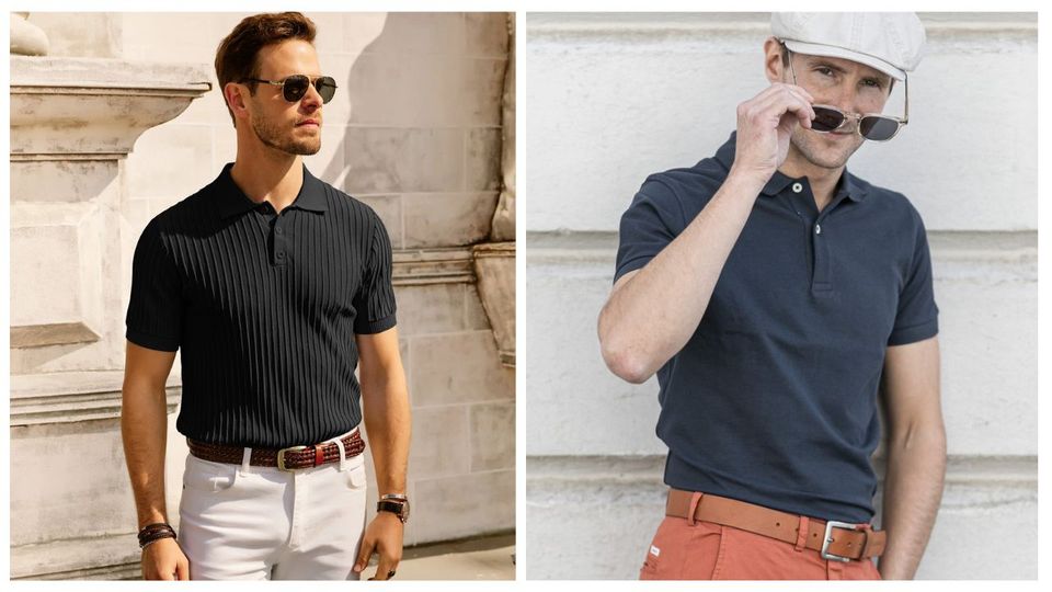 Men wearing polo shirts tucked in