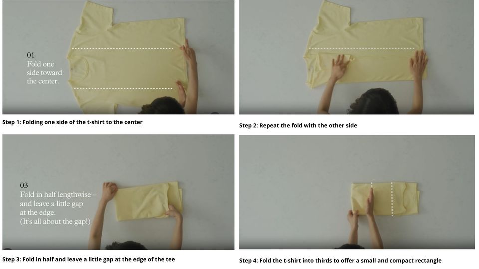 How to fold t-shirts for drawers with KonMari method