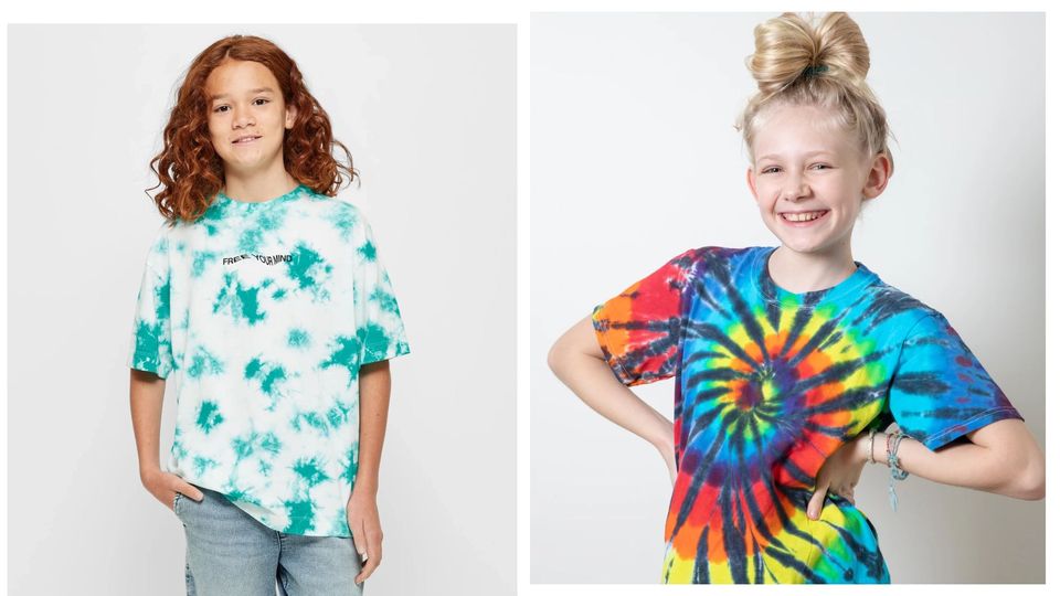 Wearing tie dye shirts for school