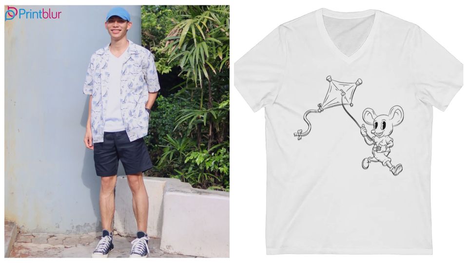 button-down shirt over v-neck t-shirt