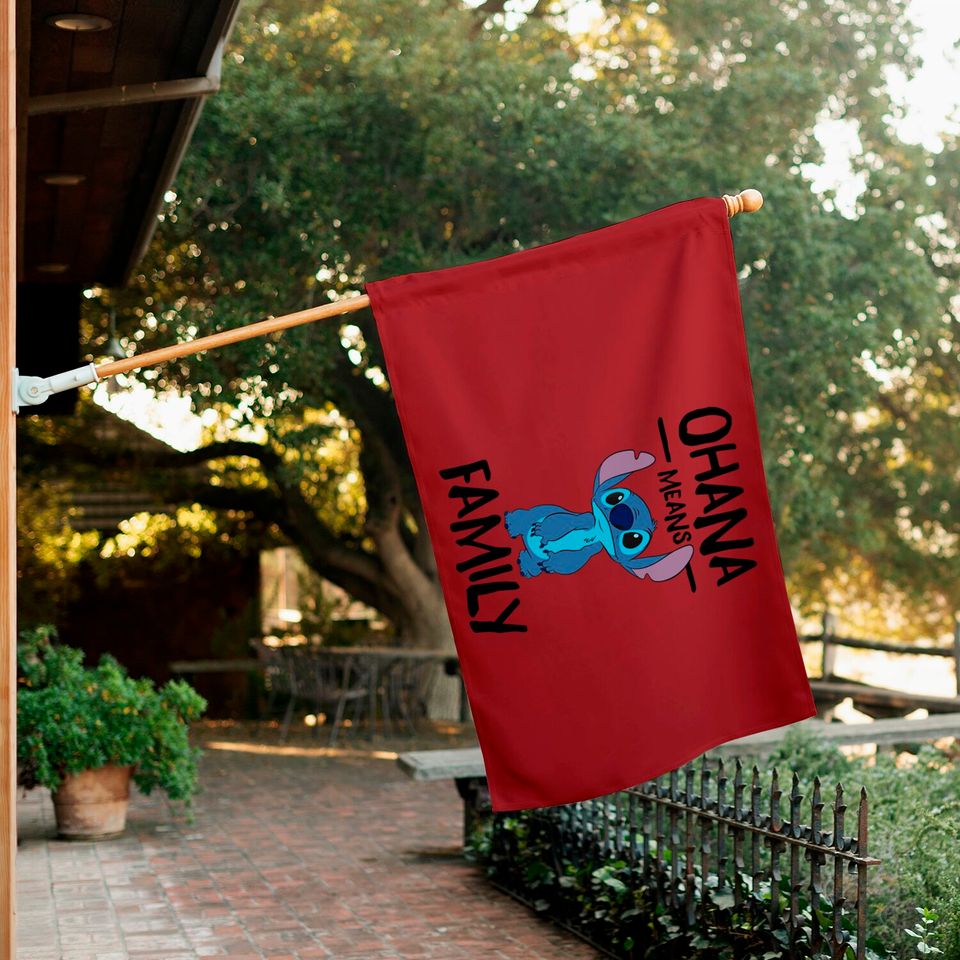 Stitch And Toothless House Flags Ohana Means Family Stitch