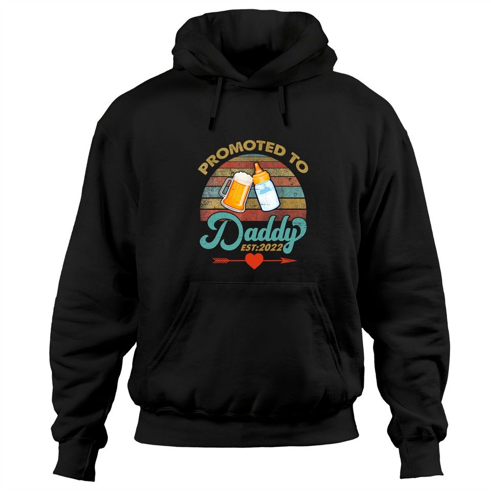 Promoted To Daddy Est 2022 Beer Dad Bottle Baby Shower Hoodie