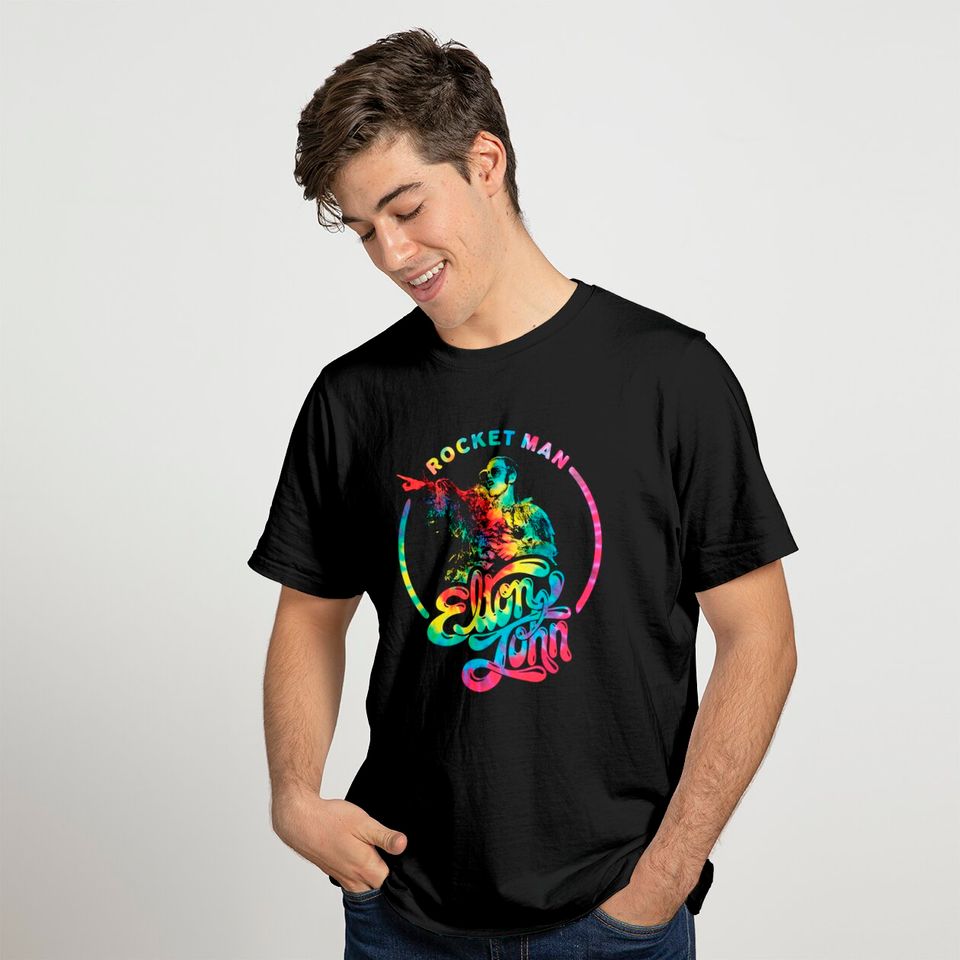 Elton John Rocket Man Circle Tie Dye Logo T-Shirts