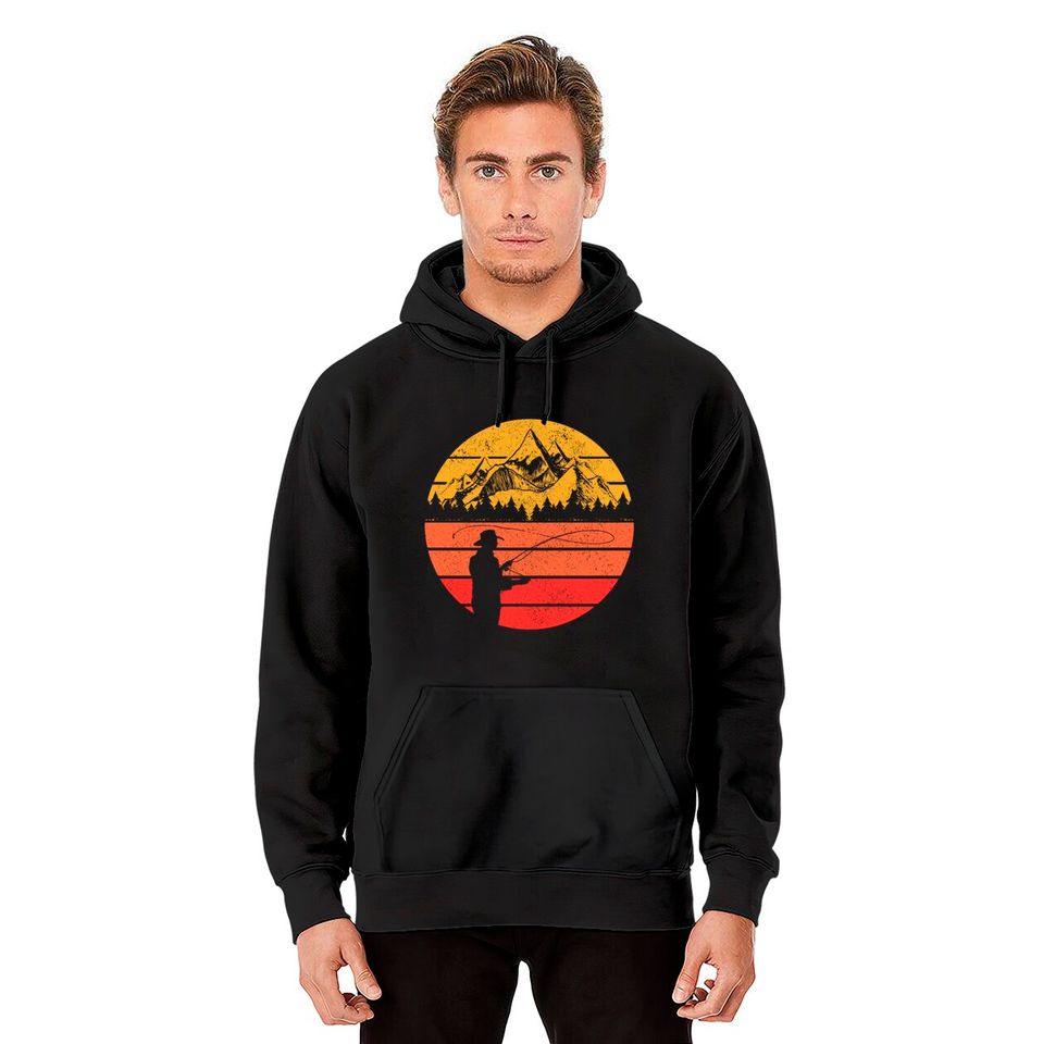 Fly Fishing Vintage Retro Trout Fisherman Gift Pullover Hoodie