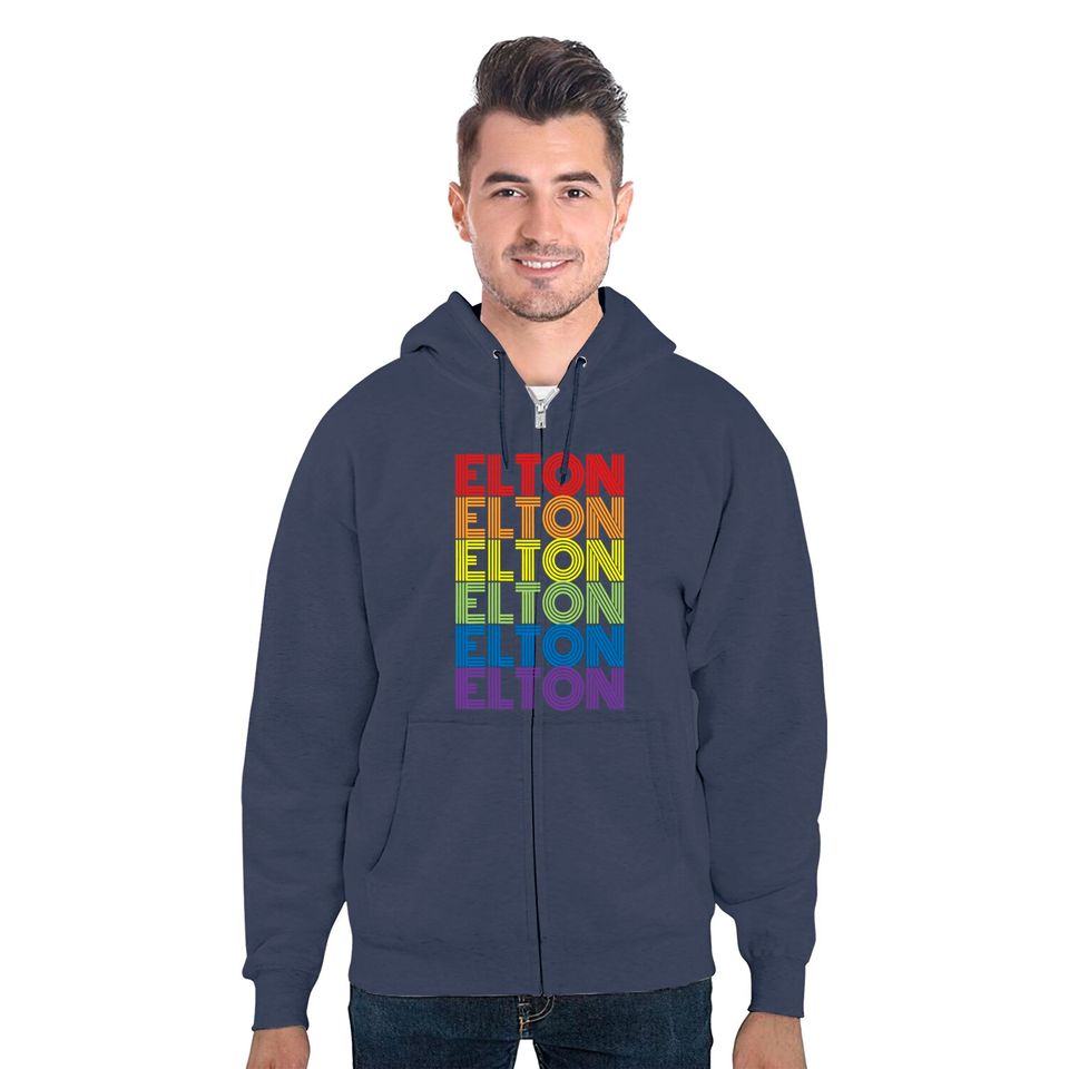 Retro Style Elton Rainbow Zip Hoodie