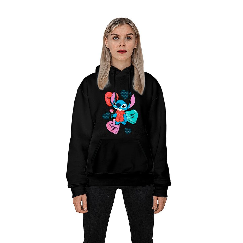 Stitch Candy Hearts Valentine's Day Hoodies