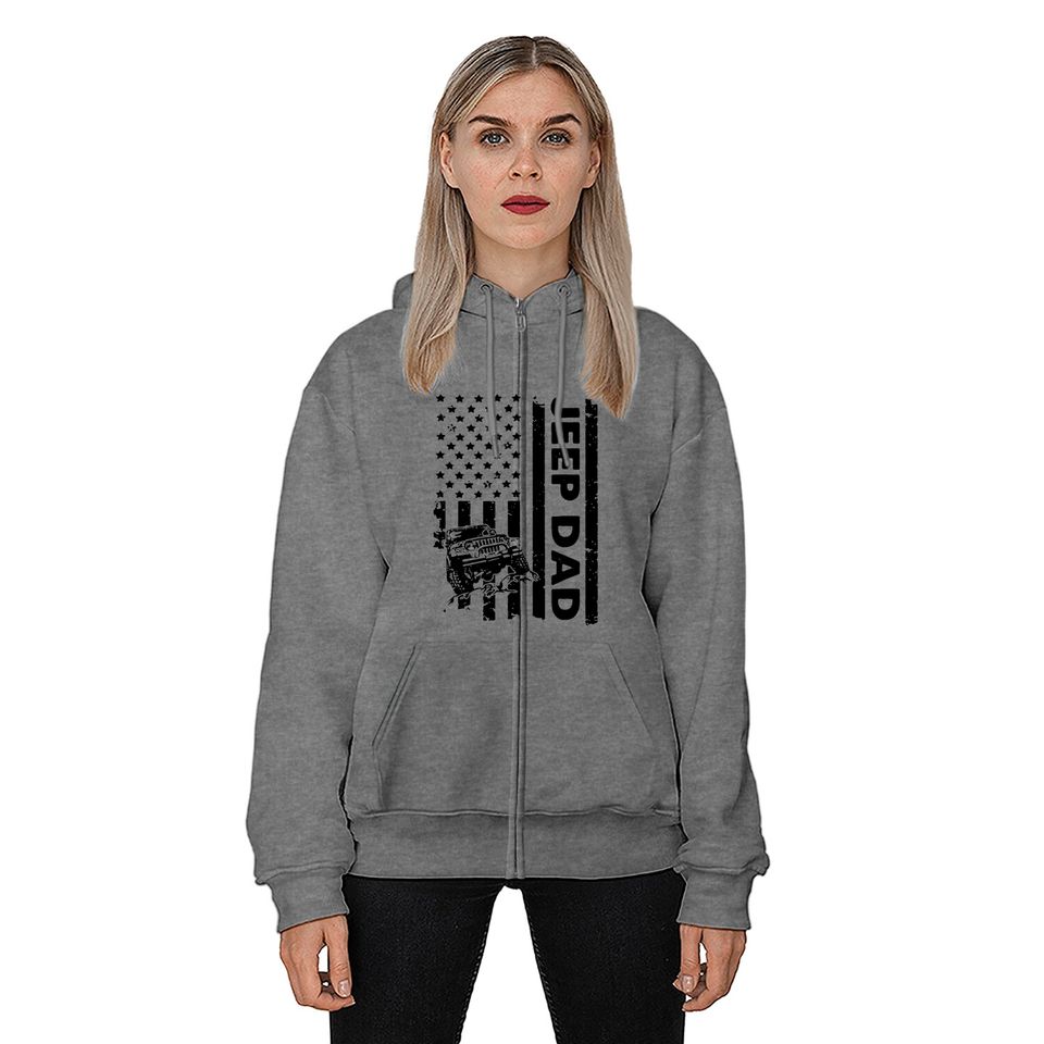 Jeep Dad American Flag Zip Hoodie