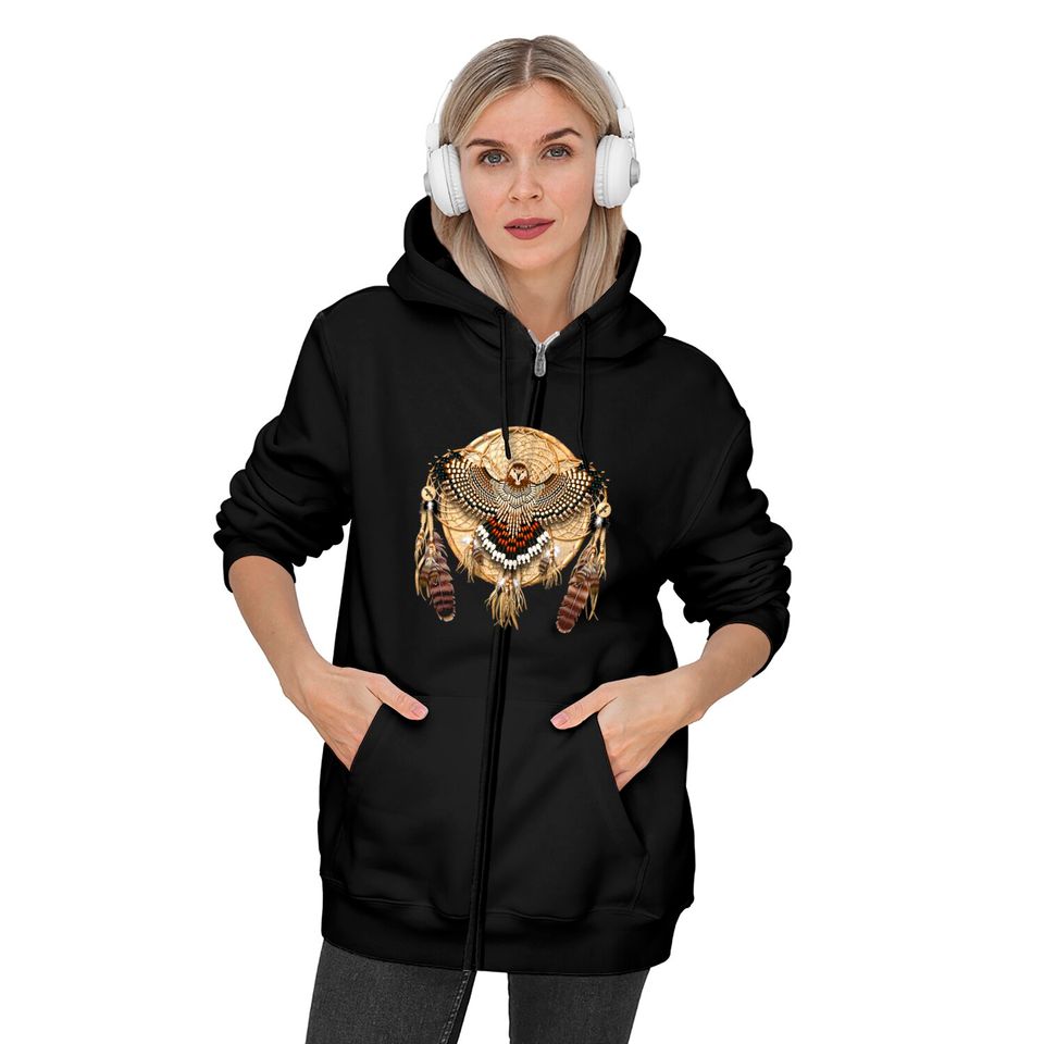 Red-tail Hawk Dreamcatcher Mandala Classic Zip Hoodie