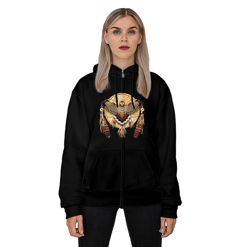 Red-tail Hawk Dreamcatcher Mandala Classic Zip Hoodie