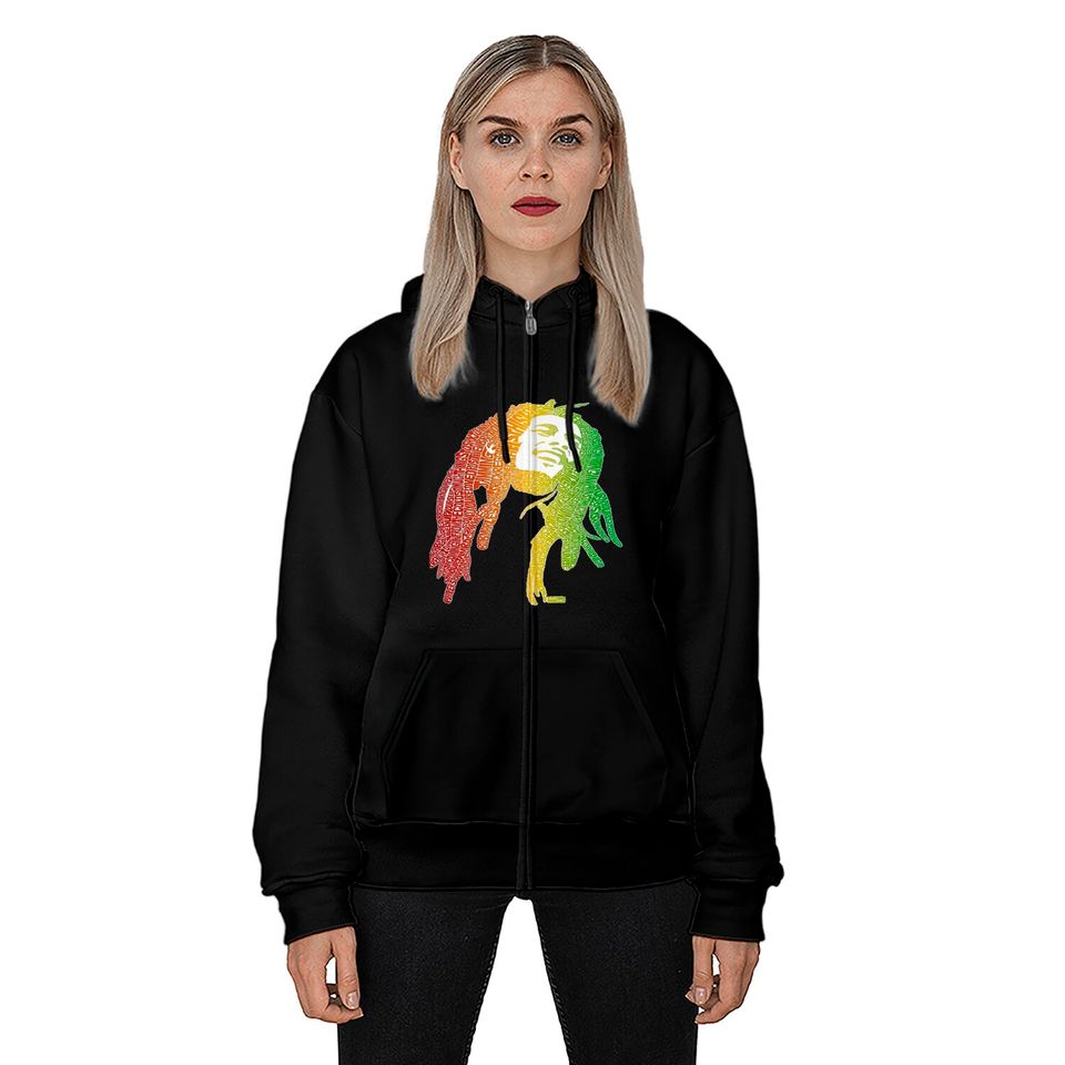 Affiche De Bob Marley Art Zip Hoodies