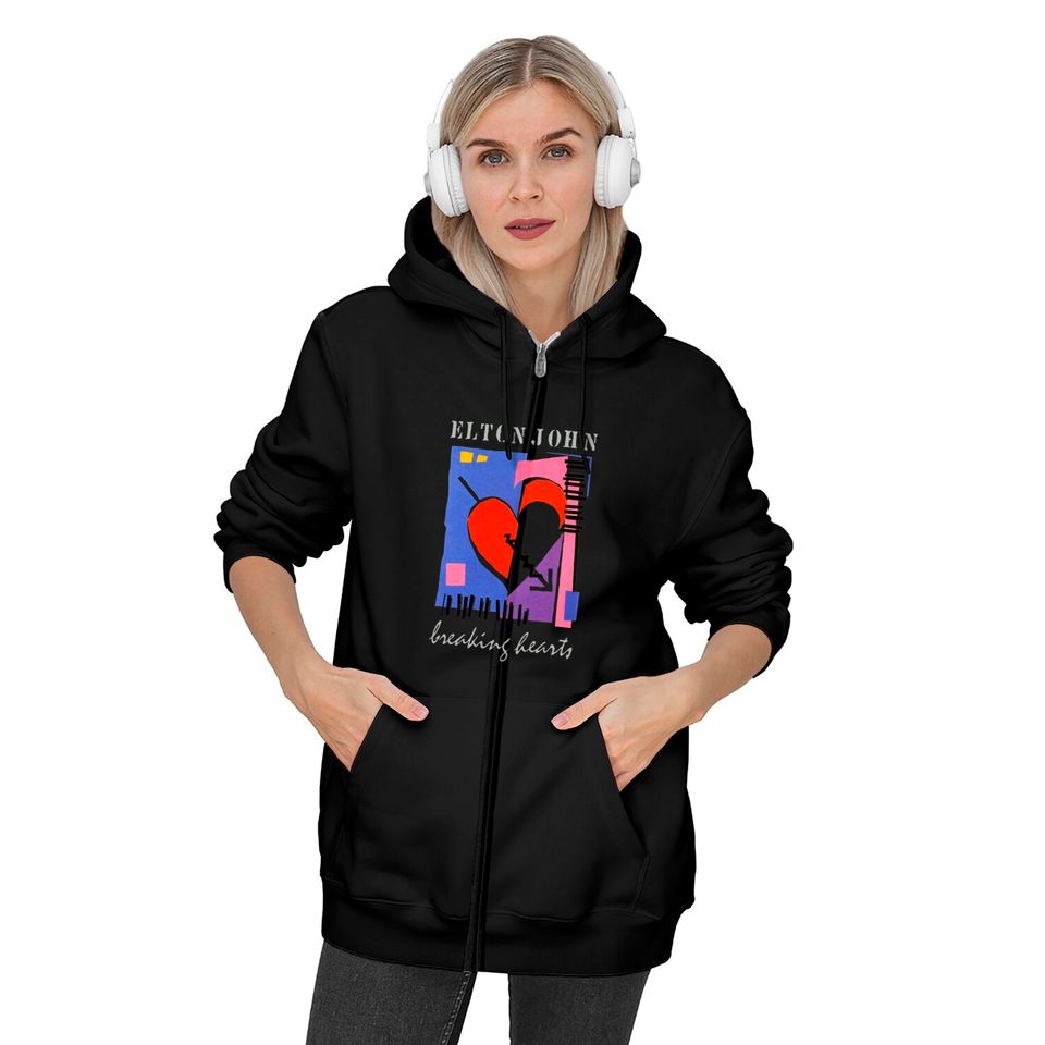 Elton John  Retro Breaking Hearts Zip Hoodies