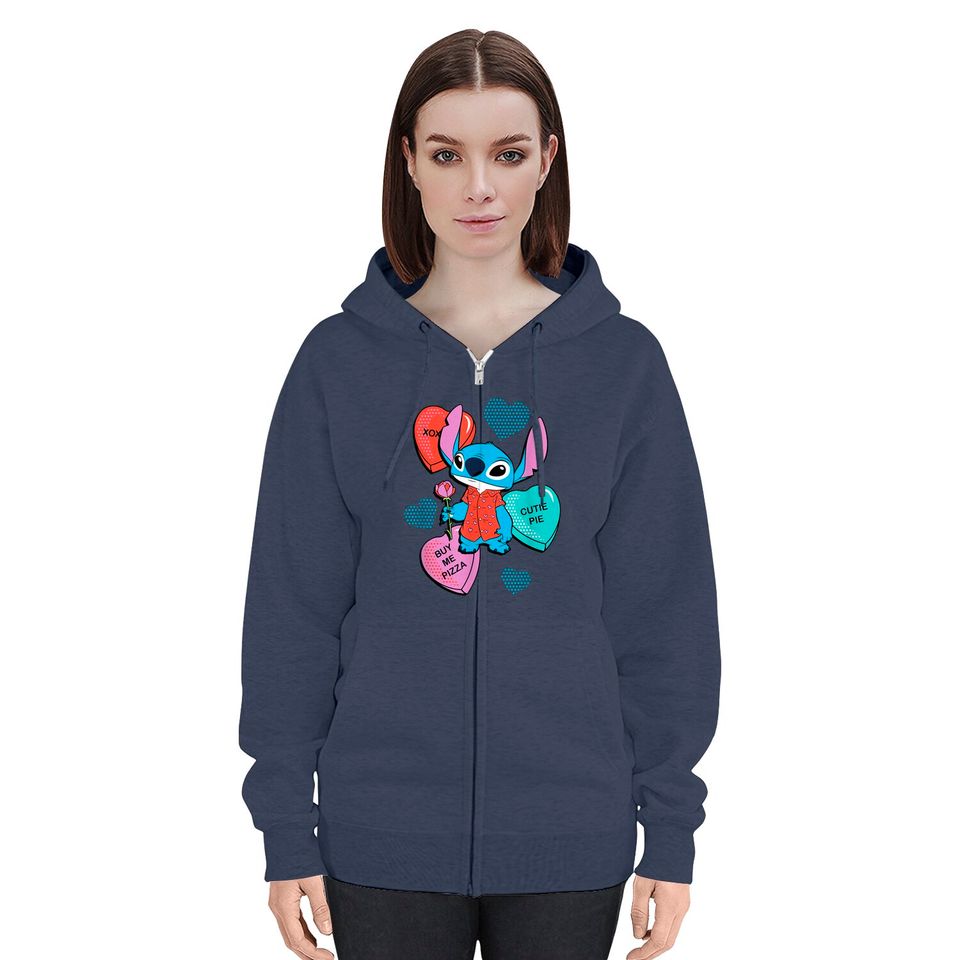 Disney Stitch Valentine Zip Hoodies