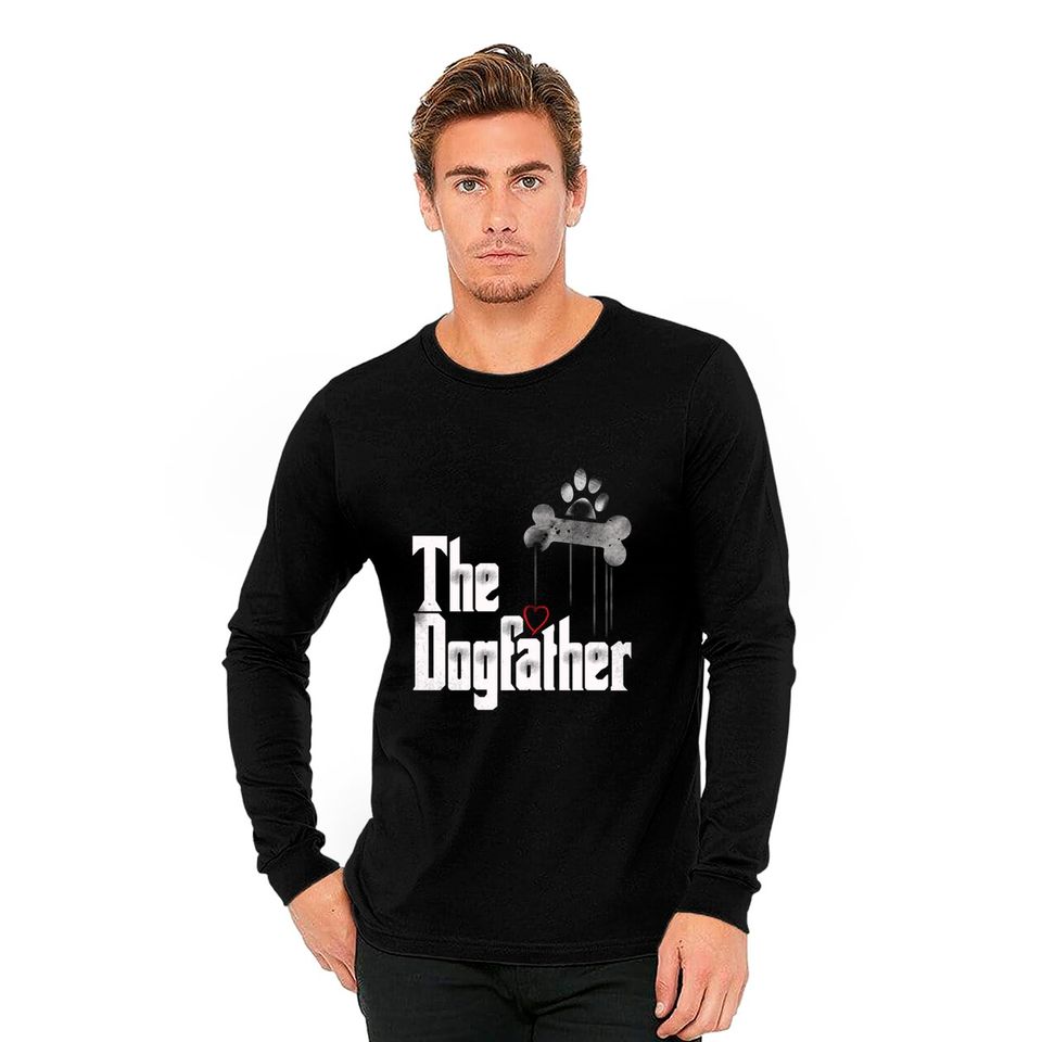 Mens The Dogfather Shirt Dad Dog Long Sleeves, Funny Father's Day Tee Long Sleeves