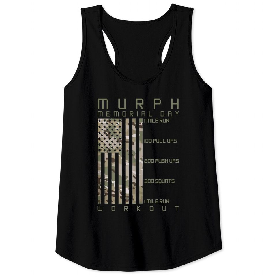 Murph Memorial Day Workout WOD Cam Multi Camo Flag Vertical Tank Top