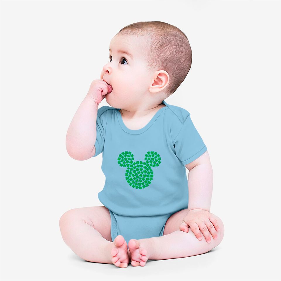 Disney Mickey Mouse Green Clovers St. Patrick's Day Bodysuits Bodysuits