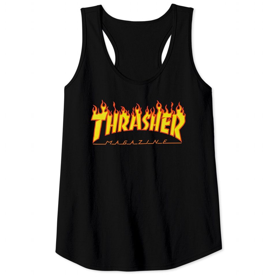 Black and yellow Tank Tops Thrasher