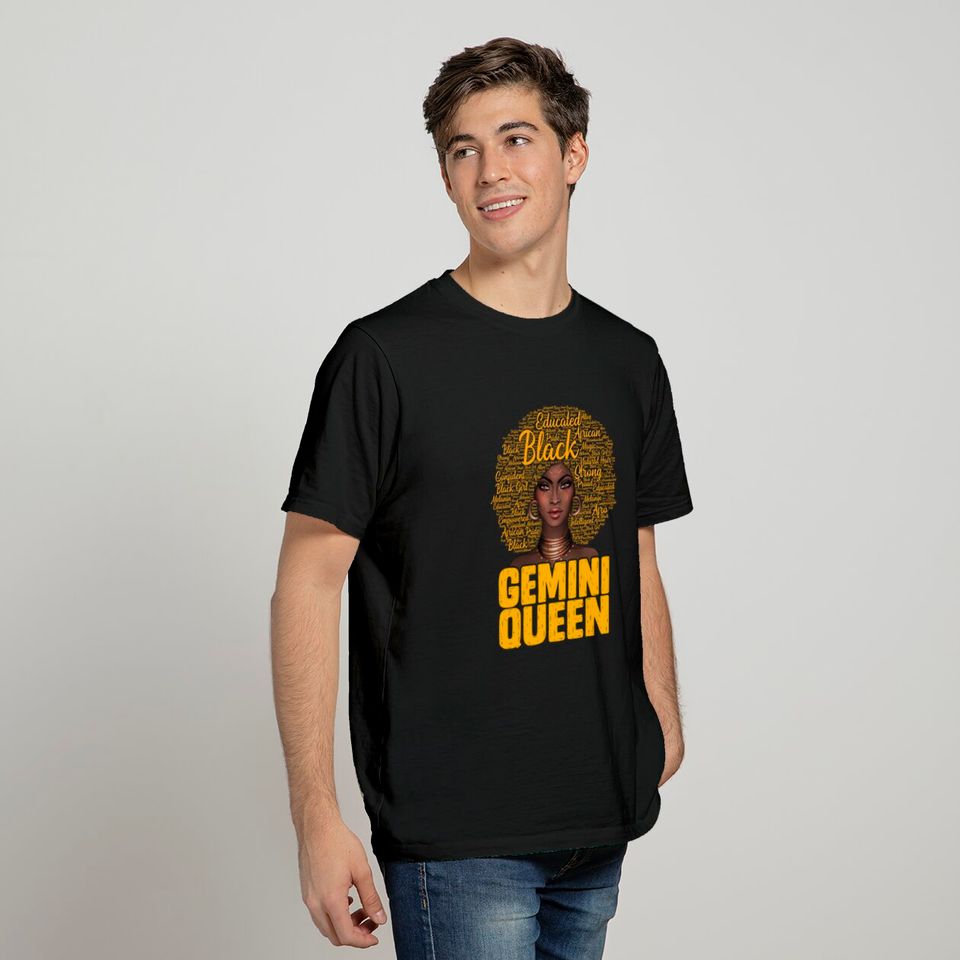 Gemini Queen Black Woman Afro Natural Hair African American T-Shirt