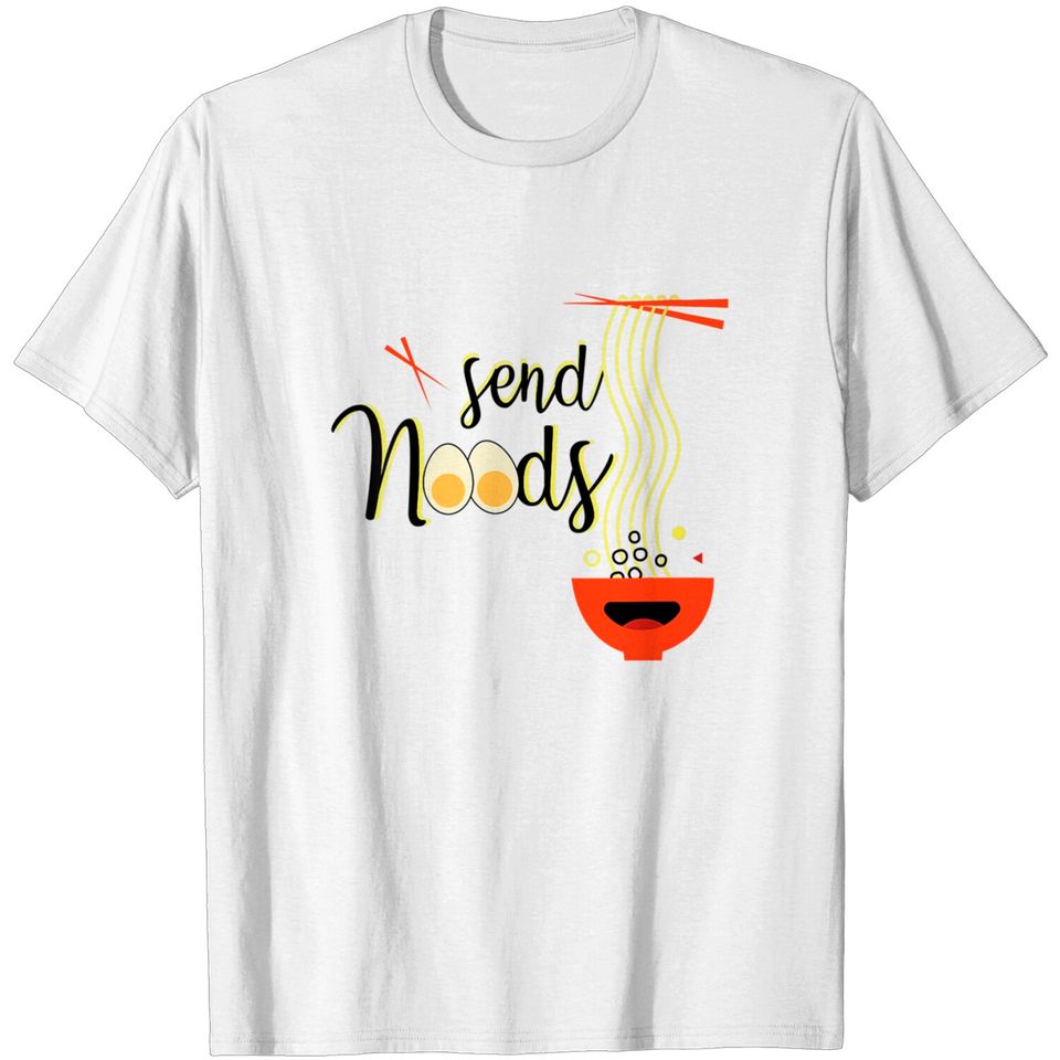 Womens Funny Ramen T-shirt Send Noods Ramen Noodles Design V-Neck T-Shirt