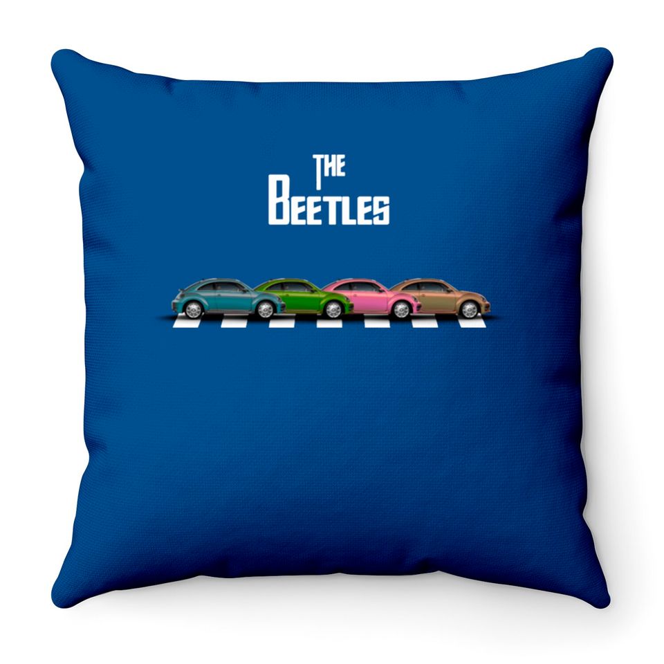 The Beetles On Abbey Road Throw Pillows