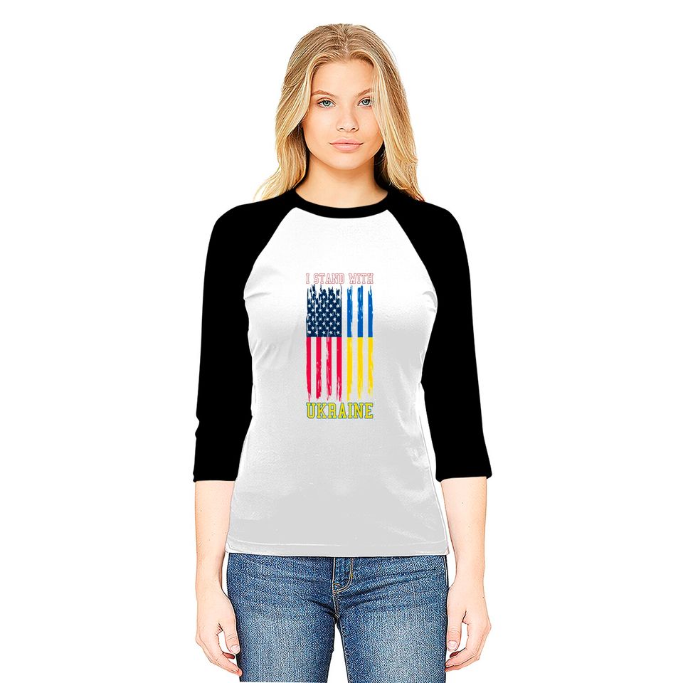 I Stand with Ukraine the USA Stand Ukraine Raglan Baseball Tee