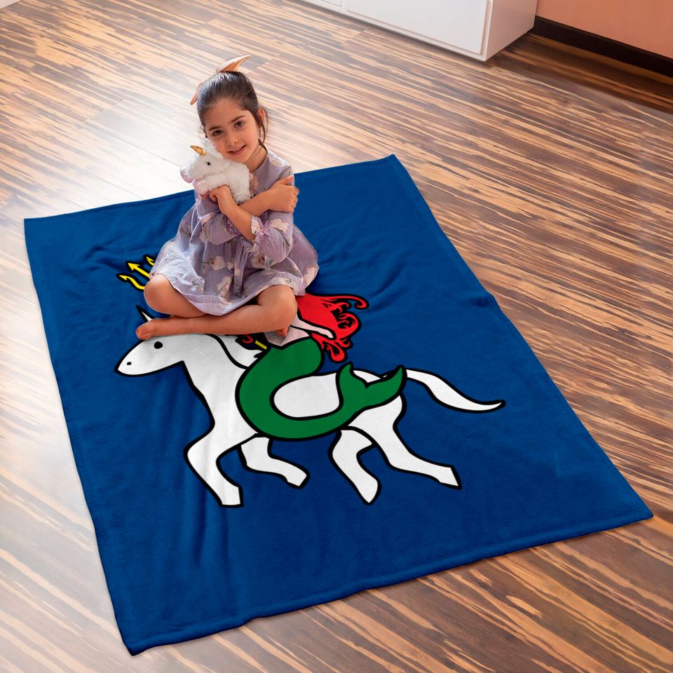 Mermaid Riding Unicorn Fitted Baby Blankets