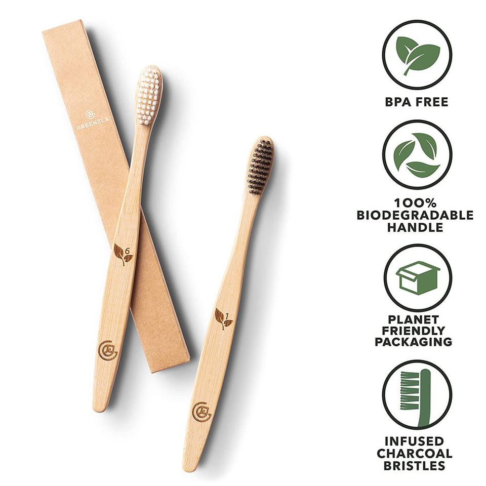 Greenzla Bamboo Toothbrushes (12 Pack), BPA Free Soft Bristles Toothbrushes