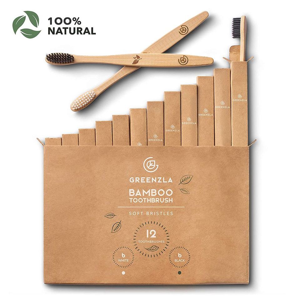 Greenzla Bamboo Toothbrushes (12 Pack), BPA Free Soft Bristles Toothbrushes