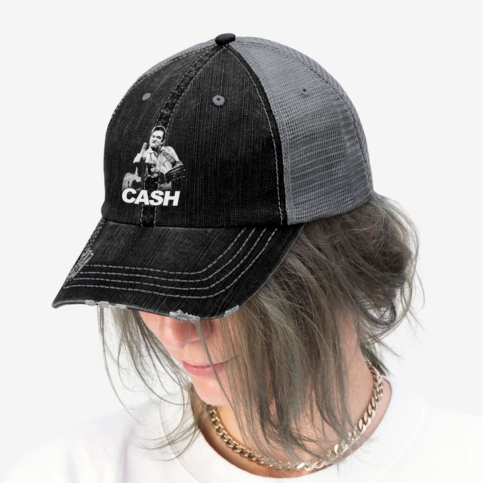 Johnny Cash Middle Finger Trucker Hats