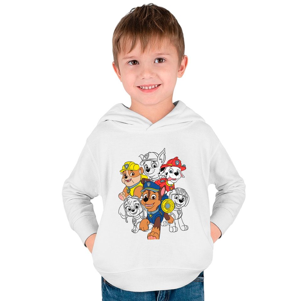 Paw Patrol All Characters With Outlines Kids Pullover Hoodies