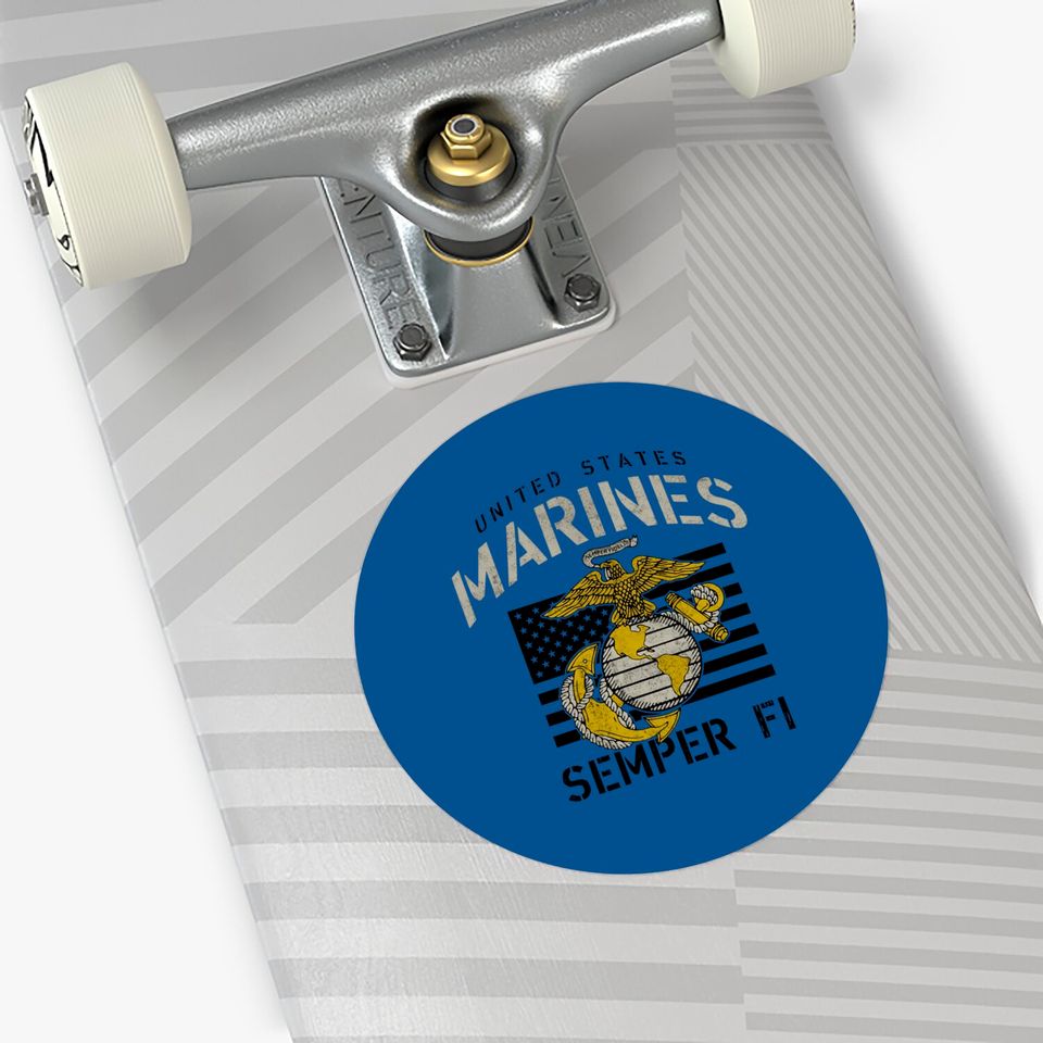 Vintage Usmc Semper Fi Stencil Sticker