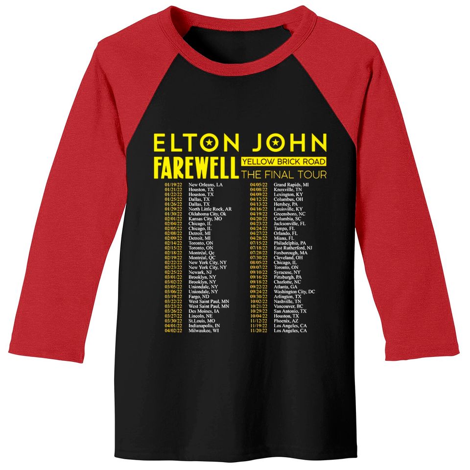 Elton John Farewell Tour 2022 Baseball Tees