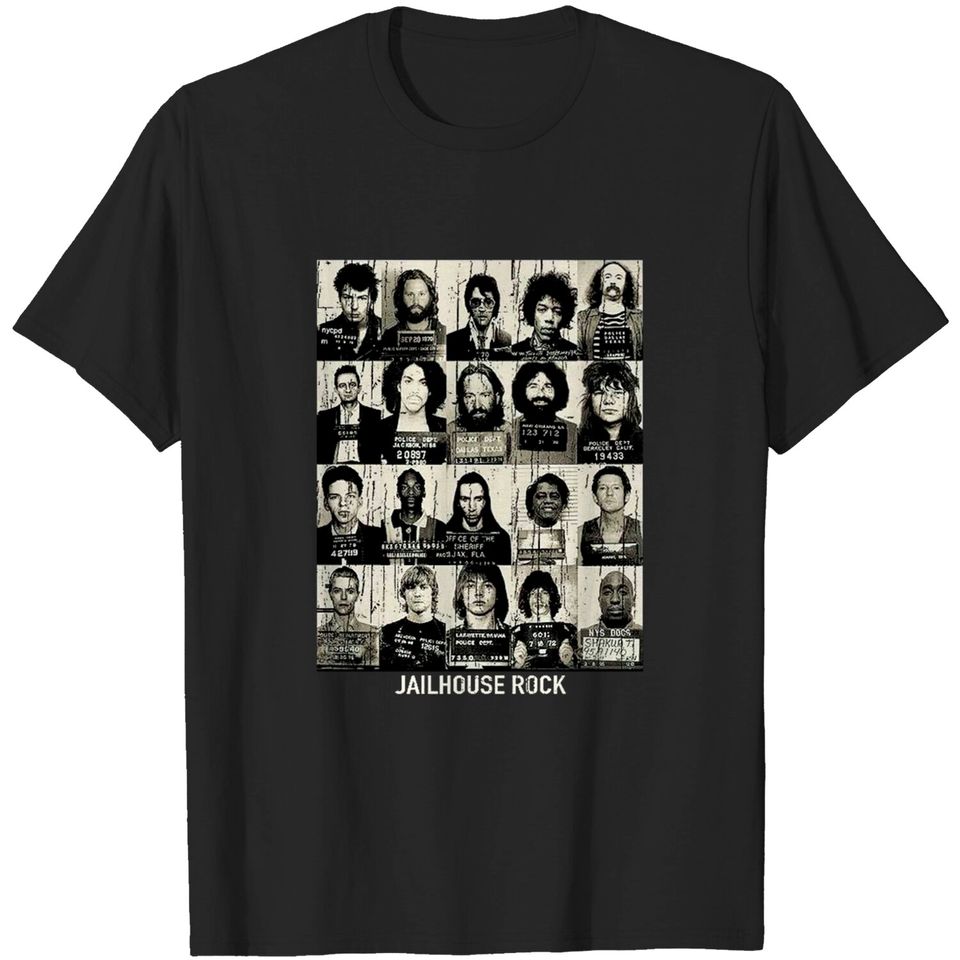 rock and roll rock star mugshot, rock music, band t-shirt, rock tshirt, music tee, elvis, kurt cobain, johny cash t shirt